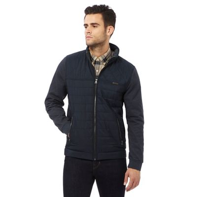 Big and tall navy padded zip through sweater